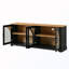 Meuble télé semi-arqué avec portes en verre et tablettes réglables-346217908