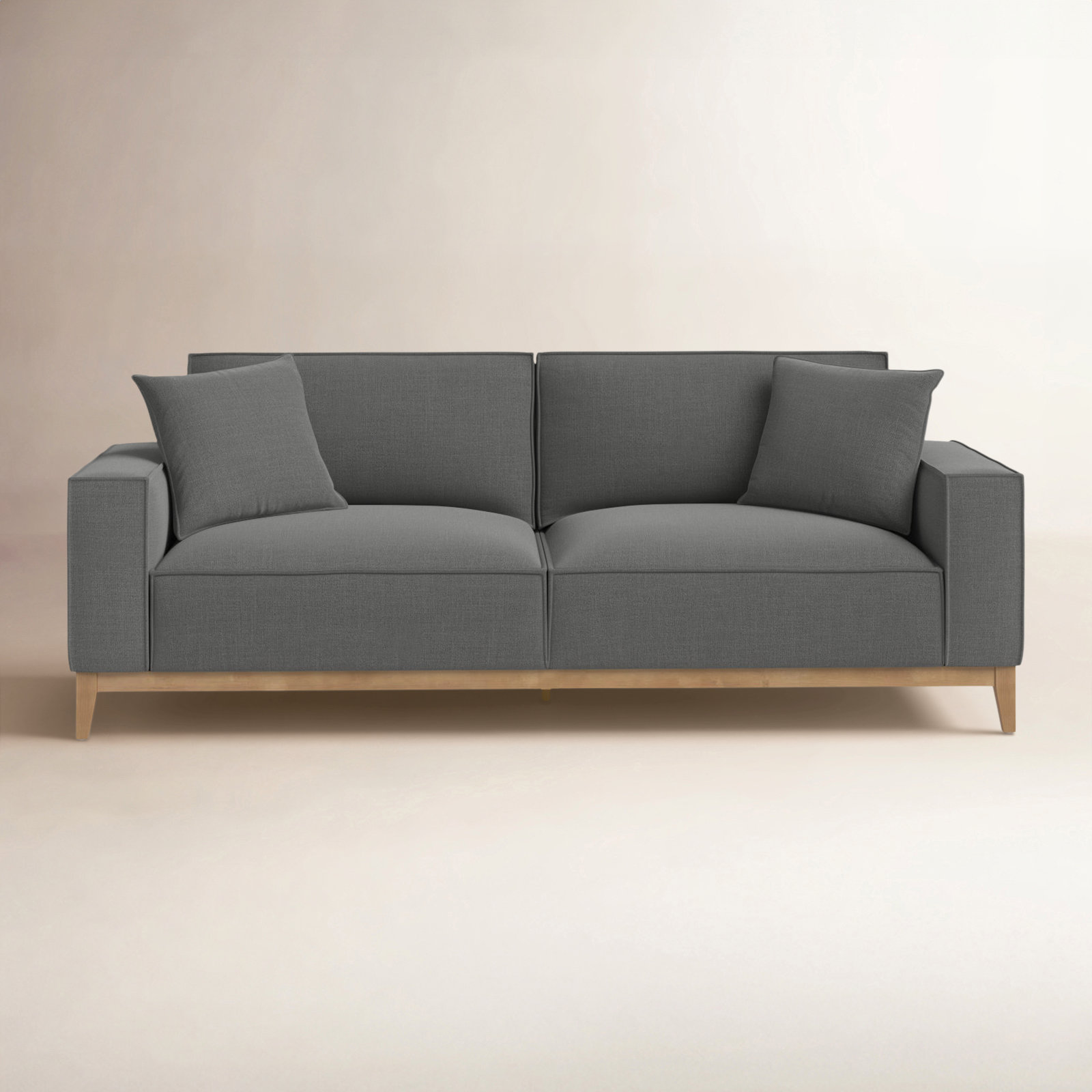 Nicky 92'' Upholstered Sofa, Effie Smoke Performance Linen