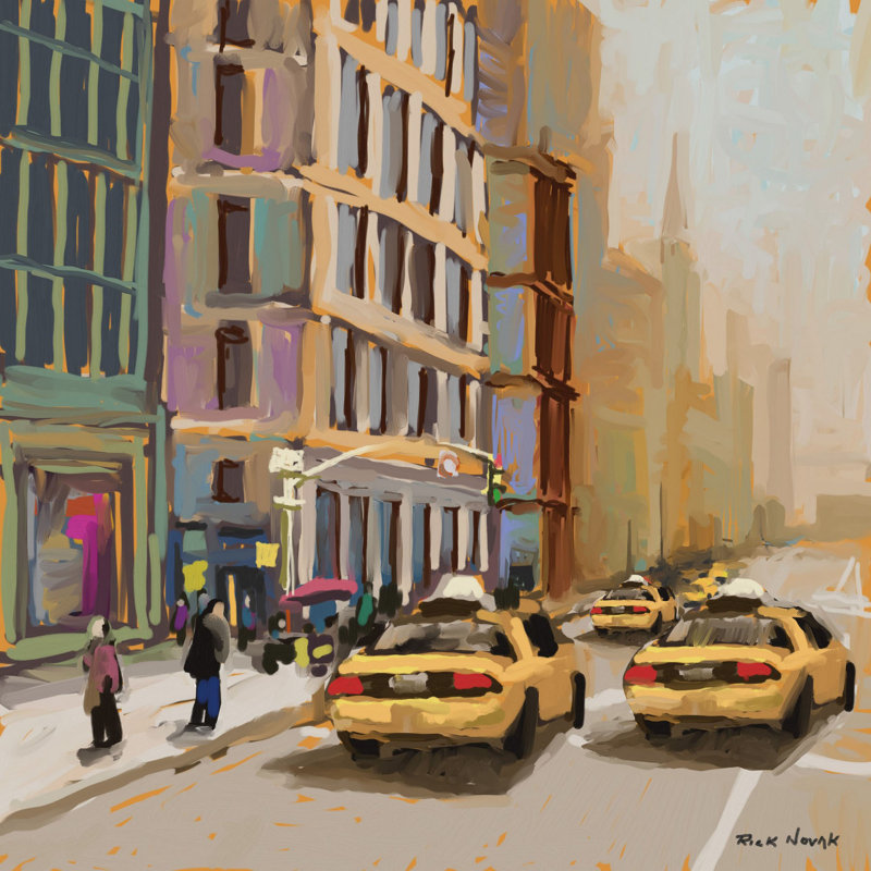 New York Cabs Multicolor Canvas Art Print
