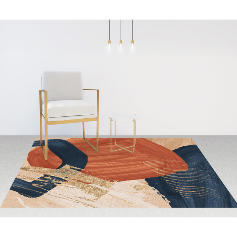 Despinossa Vinyl Machine Printed Area Rug, Rectangle 3'3.4" x 4'11.1"