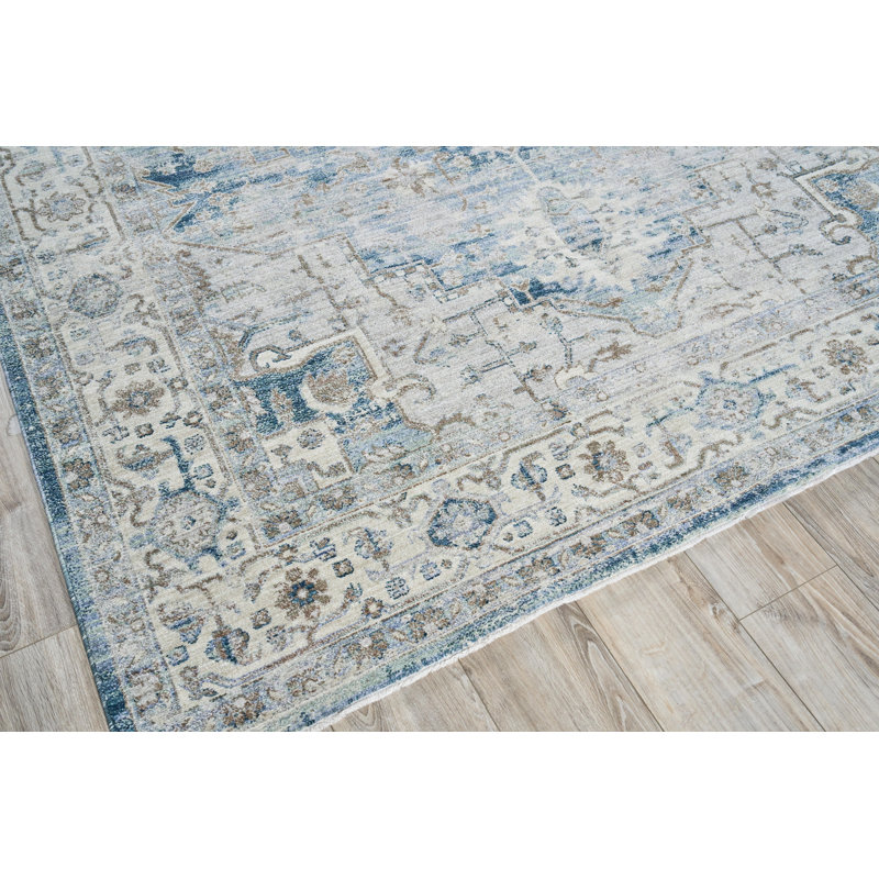 Vintage Looms Blue/Beige Polyester powerloom Area Rug, Rectangle 12' x 15'