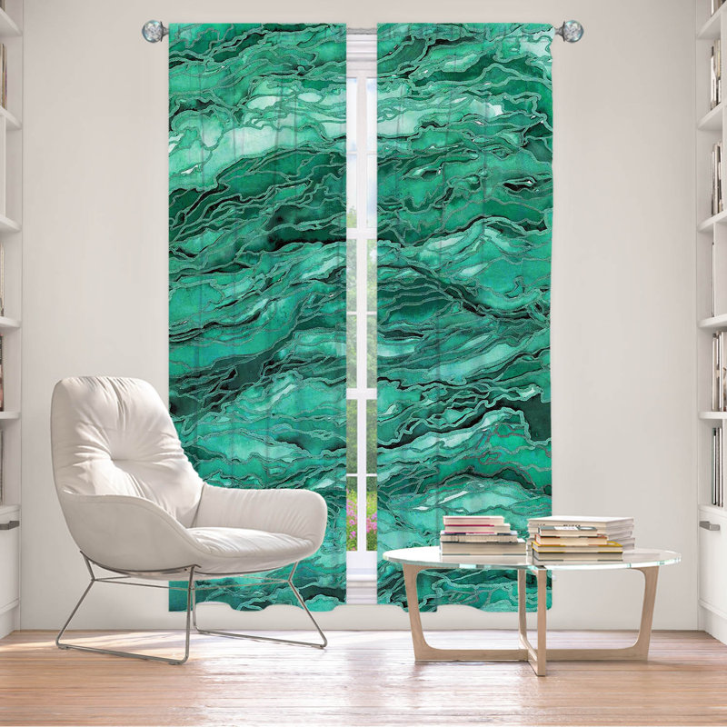 Room Darkening Curtain Pair, 20" W x 52" L, Mint/Green