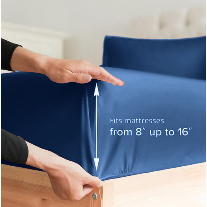  Premium Luxury 4 Piece Rayon from Bamboo Sheet Set, Twin XL Sheet Set with 2 Pillowcases, Oxford Blue