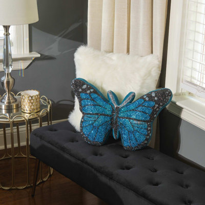 Coussin papillon Sparkles Home Luminous Collection | Velours strass | Coussin décoratif