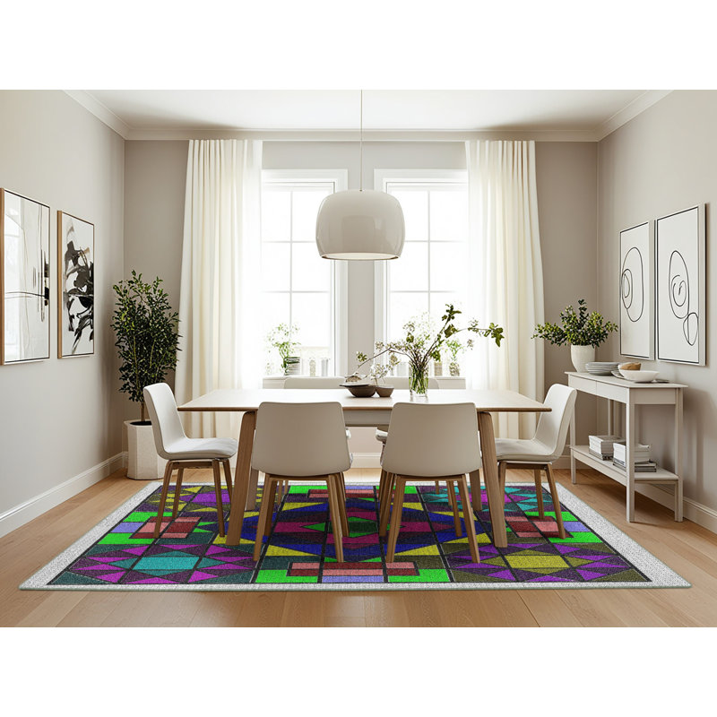 Tapis rouge / vert / mauve, Rectangle 7 pi x 10 pi