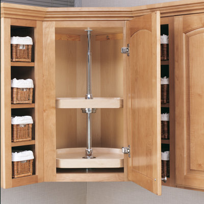 Rev-A-Shelf Wood D-Shape 2-Shelf Lazy Susans for Corner Base Cabinets