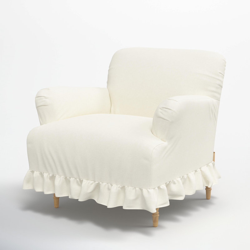 Fauteuil Maggie Ruffle, Lin blanc texturé Zuma