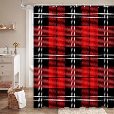 Christmas Tartan Plaid Scottish New Year Shower Curtain with 12 Hooks