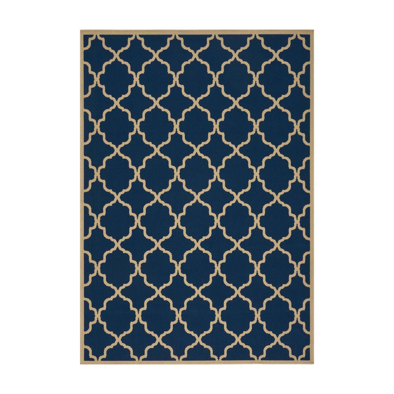 Navy Rectangle Polypropylene 5'3" X 7'6" Rug