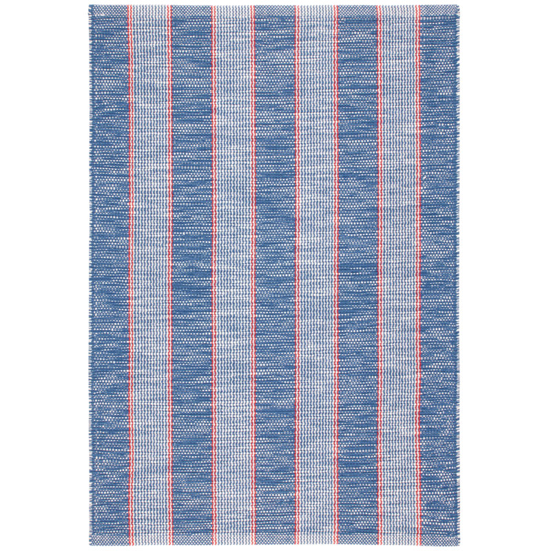 Hillsgrove Stripe Denim Handwoven Cotton Rug, Rectangle 2' x 3'