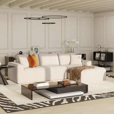 Canapé modulaire à compression en chenille de porcelaine de 110,5 po Vicenzo