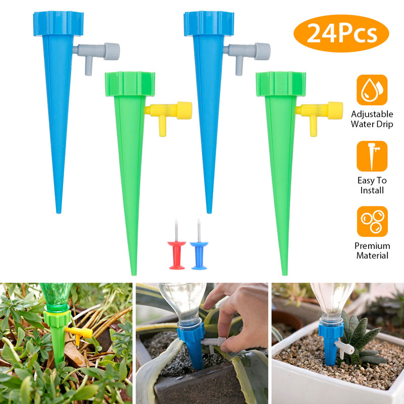 24 pièces arrosoirs pour arrosage automatique arrosage automatique avec valve de contrôle à libération lente pour plante d'intérieur extérieur