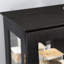 Présentoir à vin 2 portes avec tablettes réglables, lumières DEL, miroir arrière, portes en verre avec rangement rétro pour la maison, finition noire, poignée, tiroir caché, éclairage-128935109