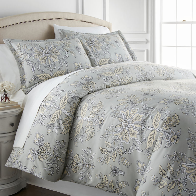 Vintage Garden Garden Down Alternate Comforter Set, King/Cal. King Comforter + 2 King Shams, Gray