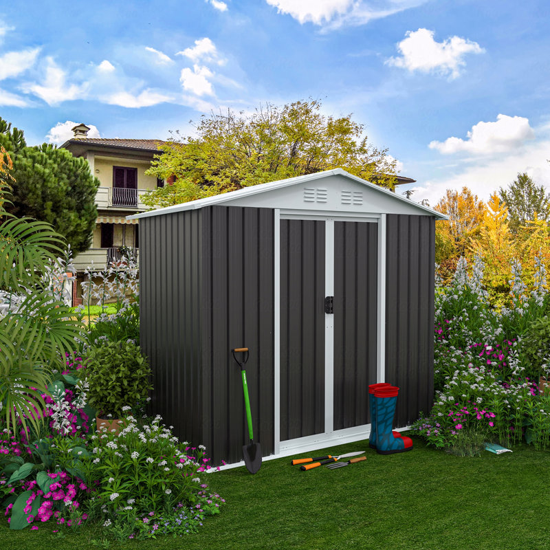 Outdoor Storage Sheds 6Ftx4ft Apex Roof, Gray