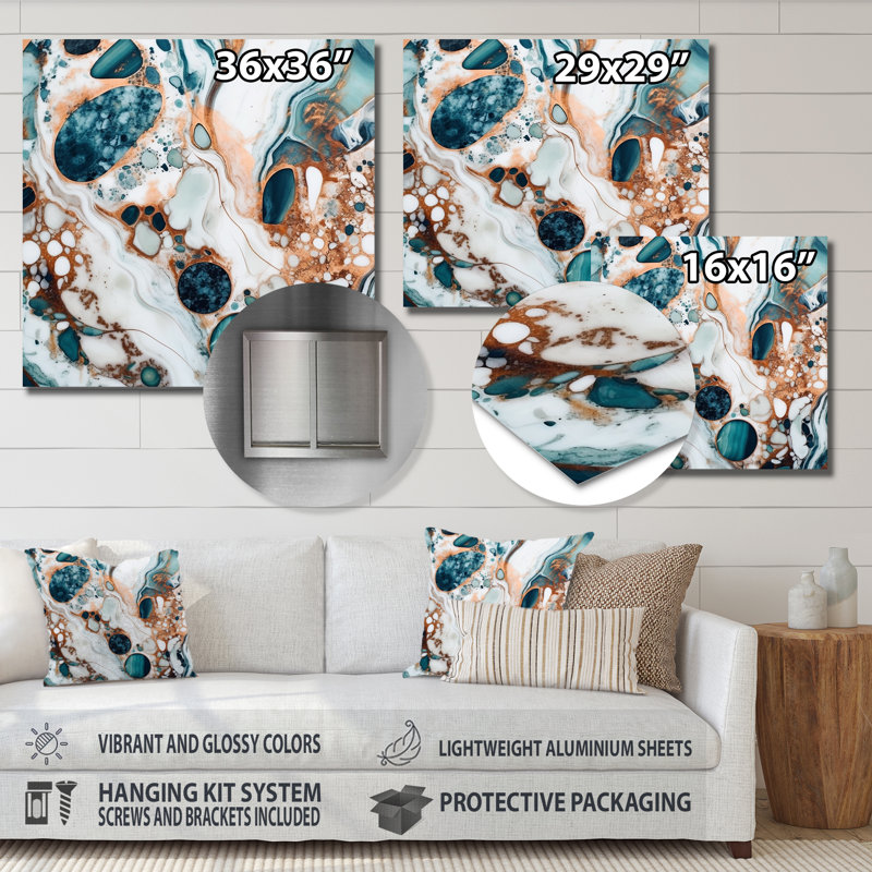 Makenna Glam Abstract Wall Decor on Metal, 16" H x 16" W x 1" D