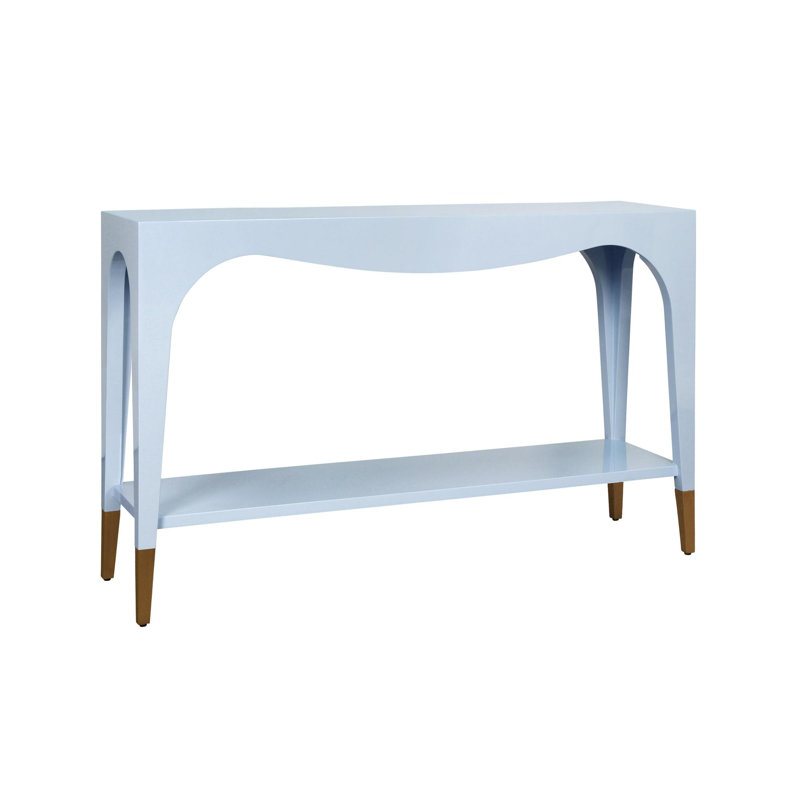54'' W Solid Wood Console Table, Light Blue Lacquer