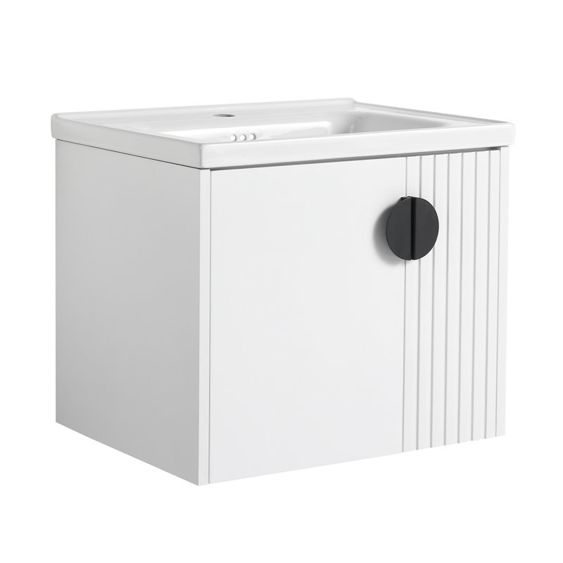 Meuble-lavabo 24 po avec lavabo, pour petite salle de bain, meuble-lavabo avec porte à fermeture en douceur, White