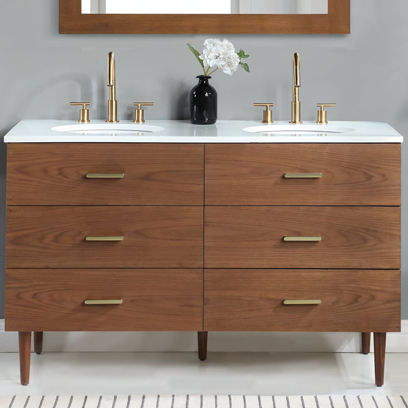 Meuble-lavabo double 54 po avec plateau en quartz Dondi