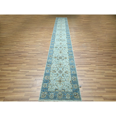2'8"x16'1" Blue Shah Abbas Flower Design Wool Hand Knotted XL Runner Rug 3AE12D2835C941E69948154F7EDFBD52
