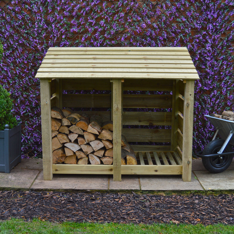 150cm W x 80cm D Solid Wood Log Store, Light Green