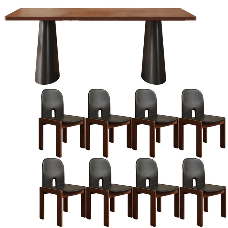 Medieval style solid wood dining table set