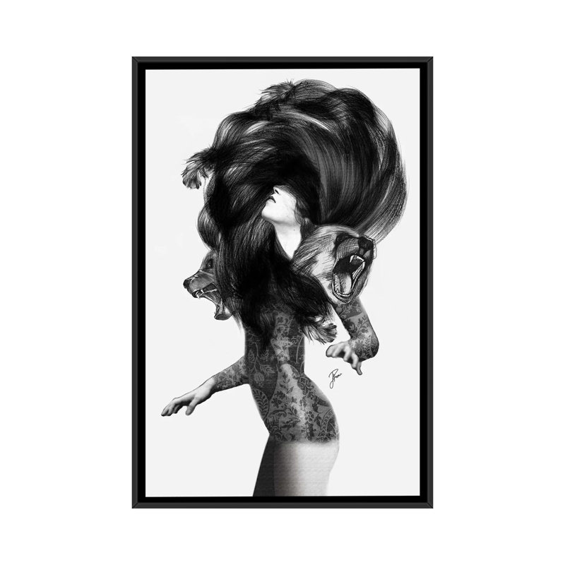 Bear #3 by Jenny Rome - Print on Canvas, Black Framed, 66.04 cm H x 45.72 cm W