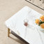 Table de salon rectangulaire Golden + White - structure en métal, rangement spacieux, facile à installer et salle blanche Golden + White, métal, intérieur