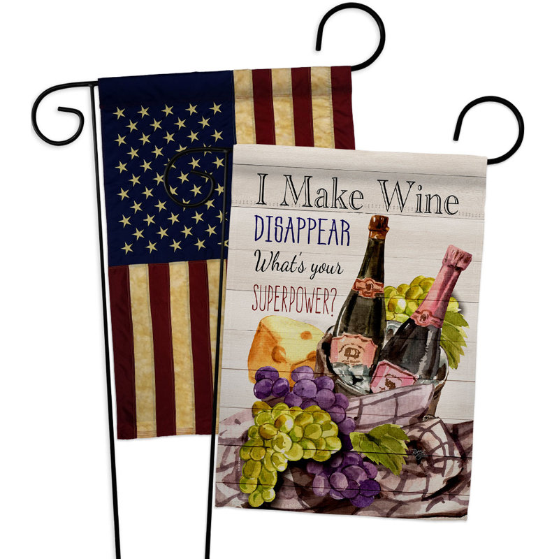 Drapeau de jardin vin en polyester à 2 faces H 19 x 13 l Wine Superpower