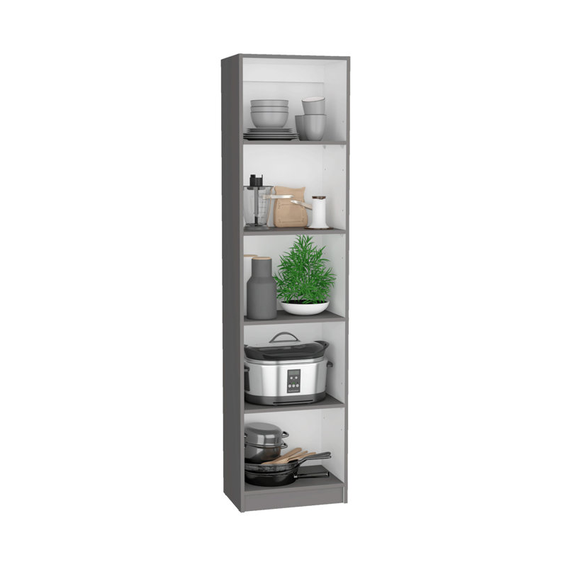 Ensemble de bibliothèque 3 pièces Poole, d'une largeur de 67 po avec 12 tablettes et une armoire à 2 portes, ensemble de salon gris mat / blanc