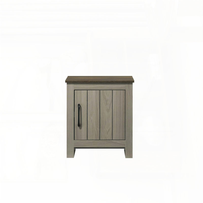 Table de bout avec porte d'armoire - Table de chevet en chêne gris