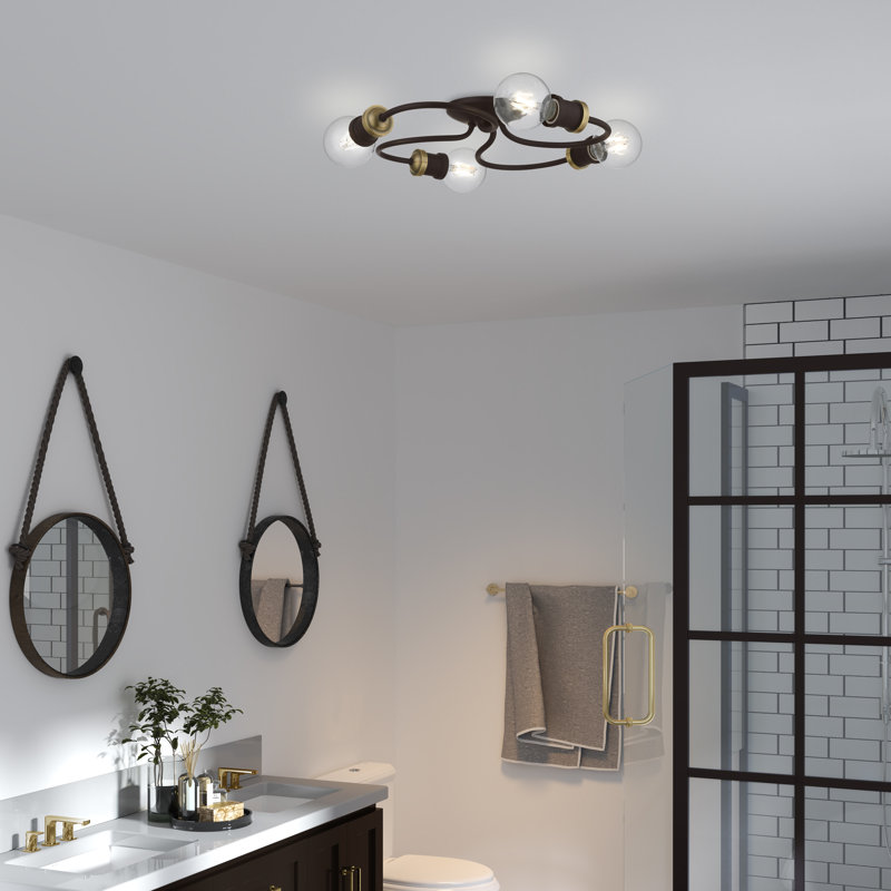 Tatsue Large 4-Light 16" Flush Mount, Bronze