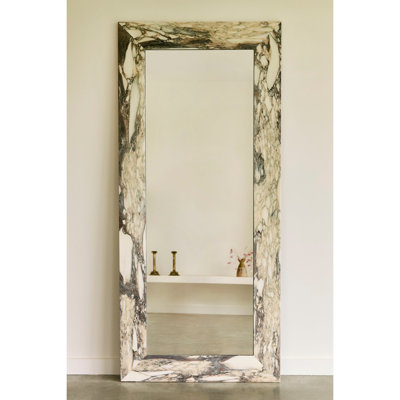 Suna 35 in. x 79 in. Natural Stone Rectangular Framed Mirror