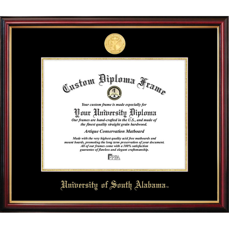 University of South Alabama Petite Diploma Frame, 11" W x 8.5" H, NCAA South Alabama