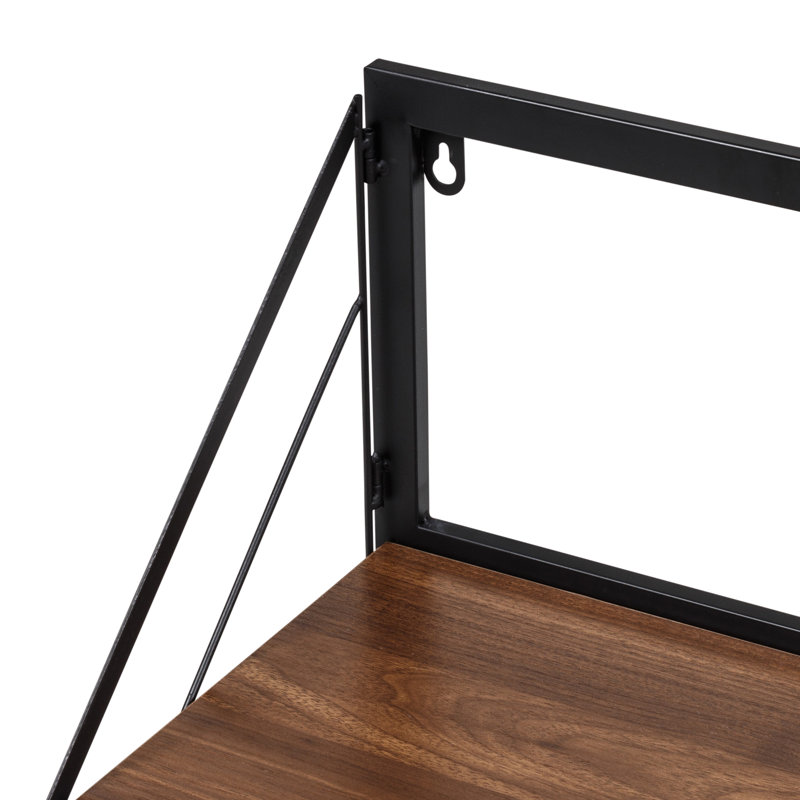 Black and Walnut Wall-Mounted Drying Rack with Shelf