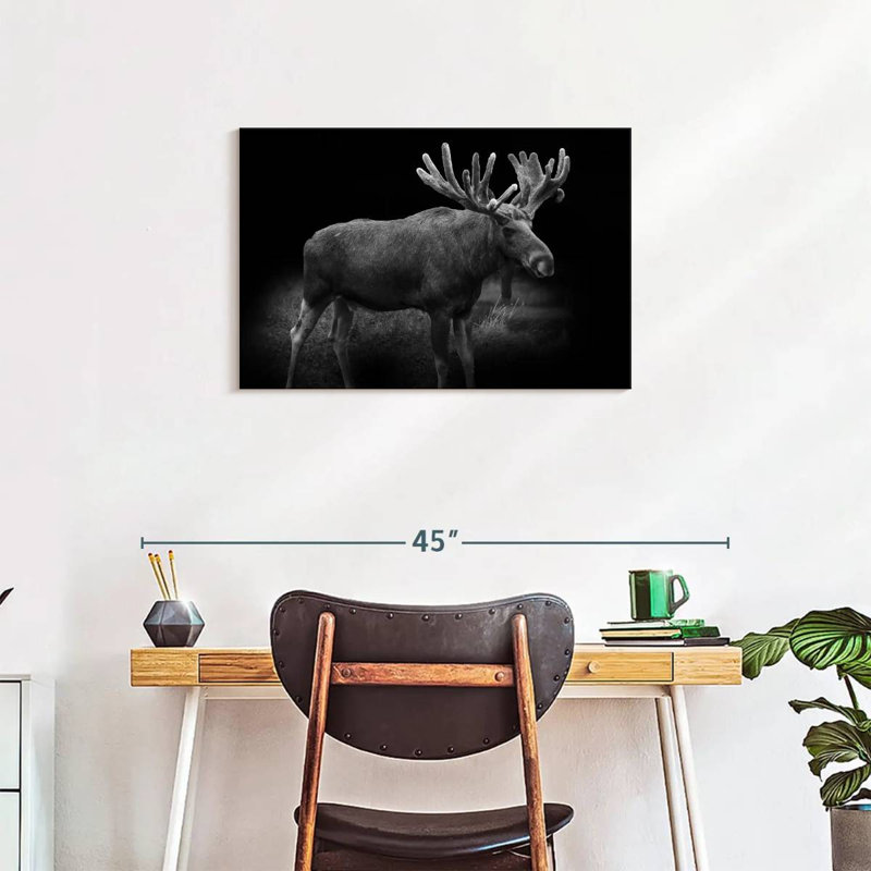 Brampt Monochromatic Bull Moose, 20" H x 30" W