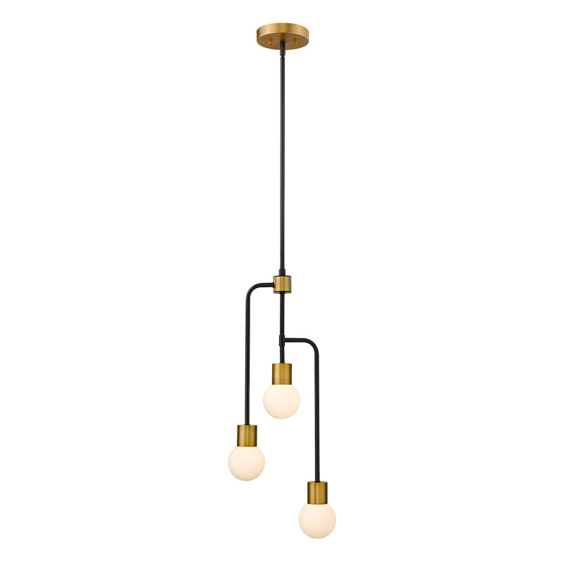 Lustre à niveaux 3 lumières unique Dearing, Laiton fonderie