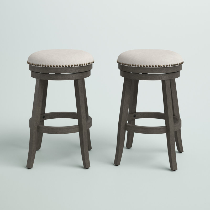 Tabouret de comptoir pivotant de 26 po, Gris Barret, Crème