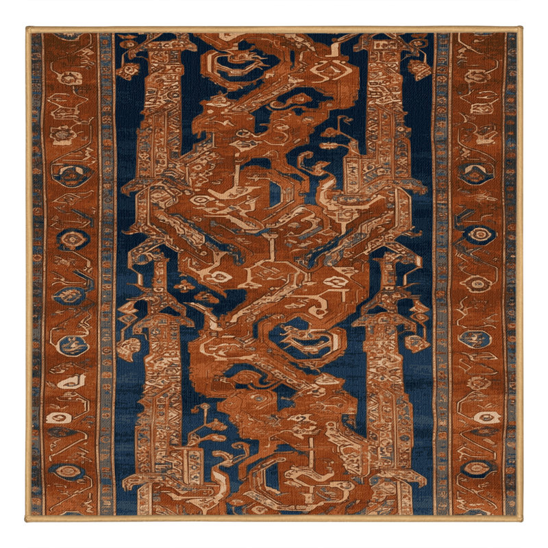 Tapis brun turc lavable à la machine, Carré 3 pi