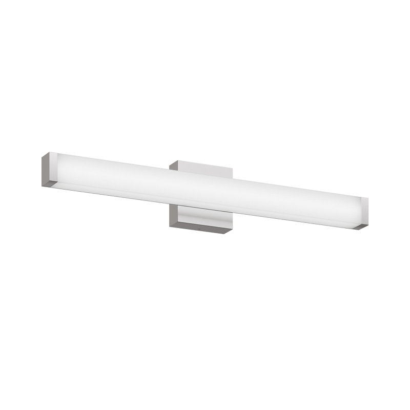 Bathroom Vanity Light, Frosted Nickel-colored Square Led Light, Silver, 2.6” H x 24.8” W x 4.3” D