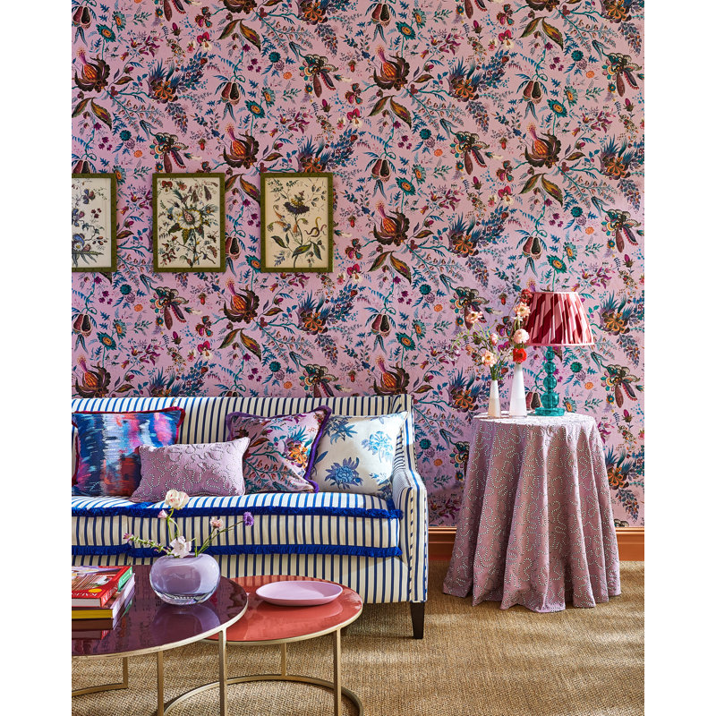 Wonderland Floral Wallpaper, Spinel/Peridot/Pearl