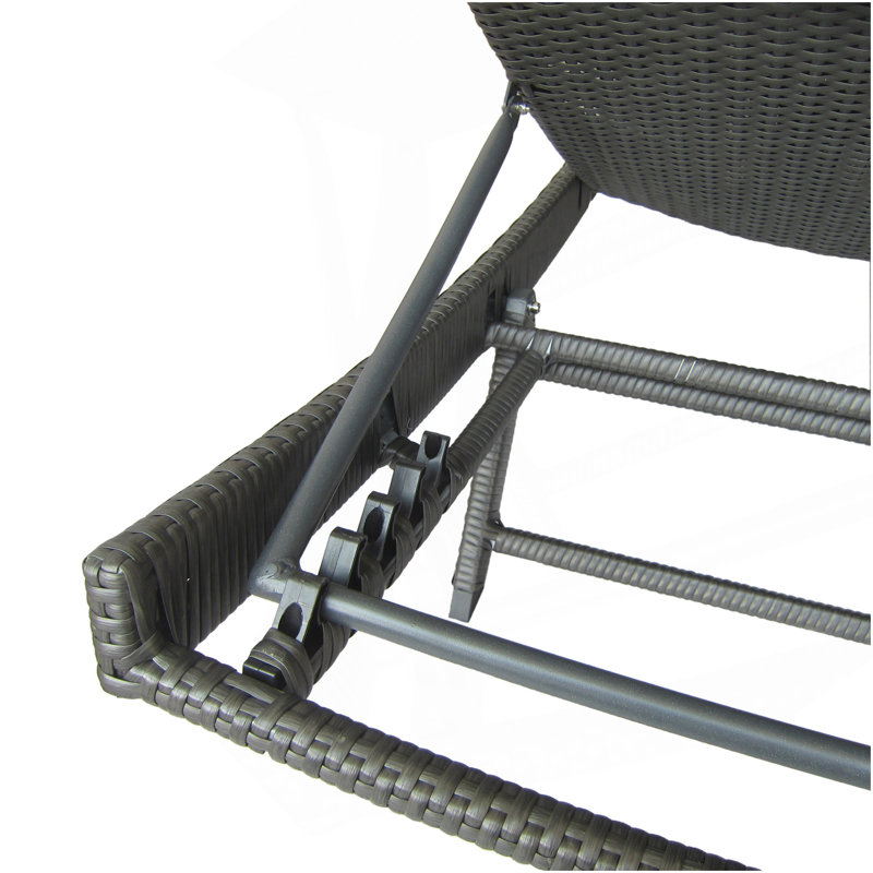 Chaise longue en osier Kauai PE, Gris