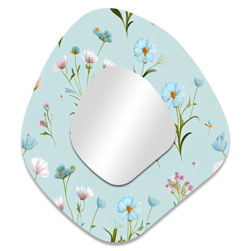 Zaqaria - Grand miroir mural floral asymétrique traditionnel, 35 po x 31 po
