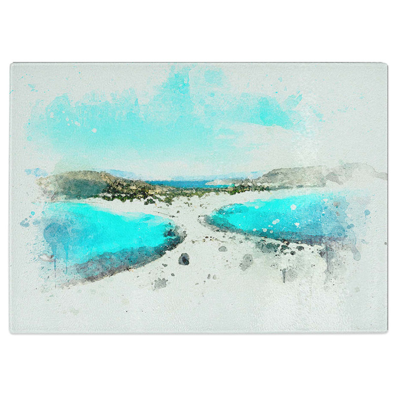 Tempered Glass Beaches in Lakonia Greece Chopping Board, 39 cm W x 28.5 cm L