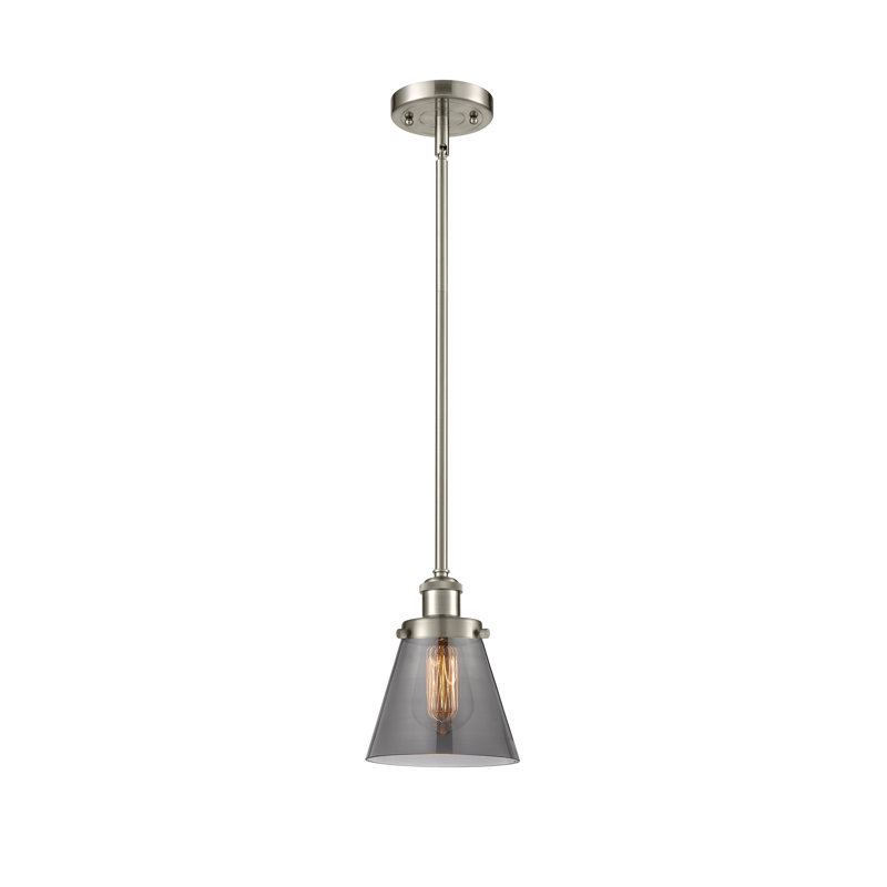 Mini-luminaire suspendu avec tige 6 po Ballston Urban Cone, Plaqué couleur fumée, Nickel satiné brossé, DEL