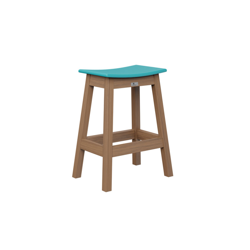 Outdoor Bar Stool, Aruba Blue, Antique Mahogany