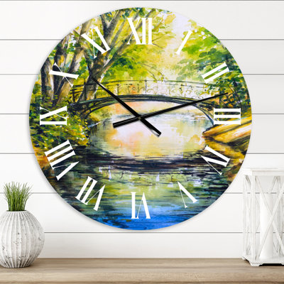 Bridge Over Troubled Water In Forest Park - Lake House wall clock