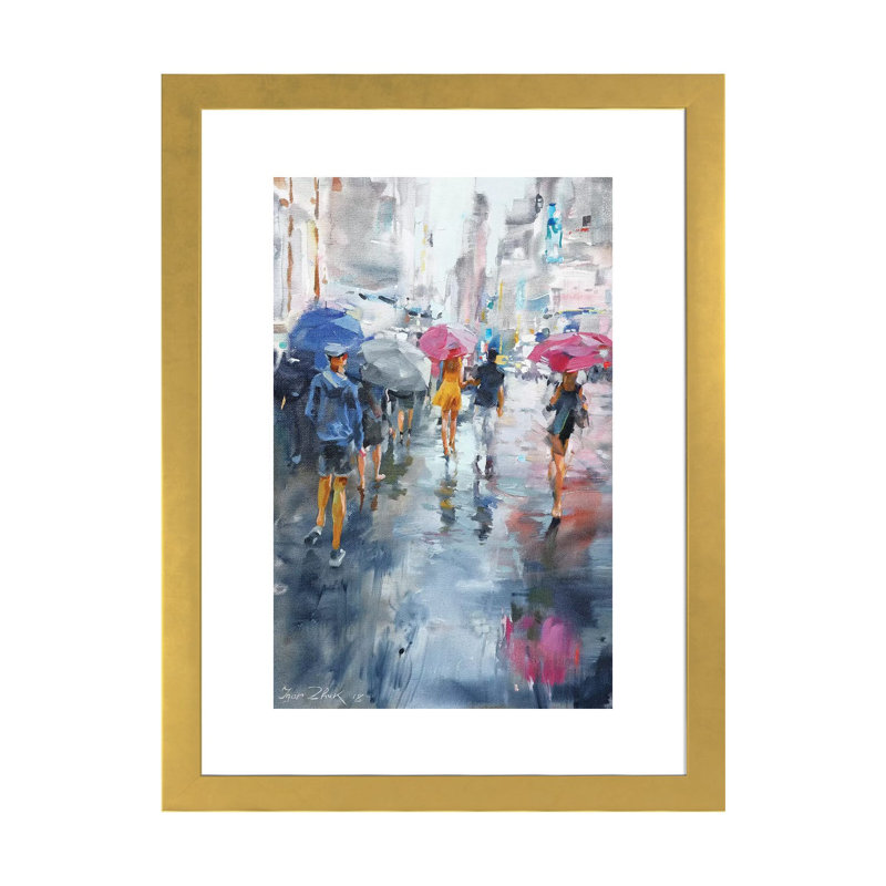 «It's Rains» par Ihor Juk - reproduction d'art, H 32 po x l 24 po x P 1 po, Toile avec cadre en bois beige, Blanc