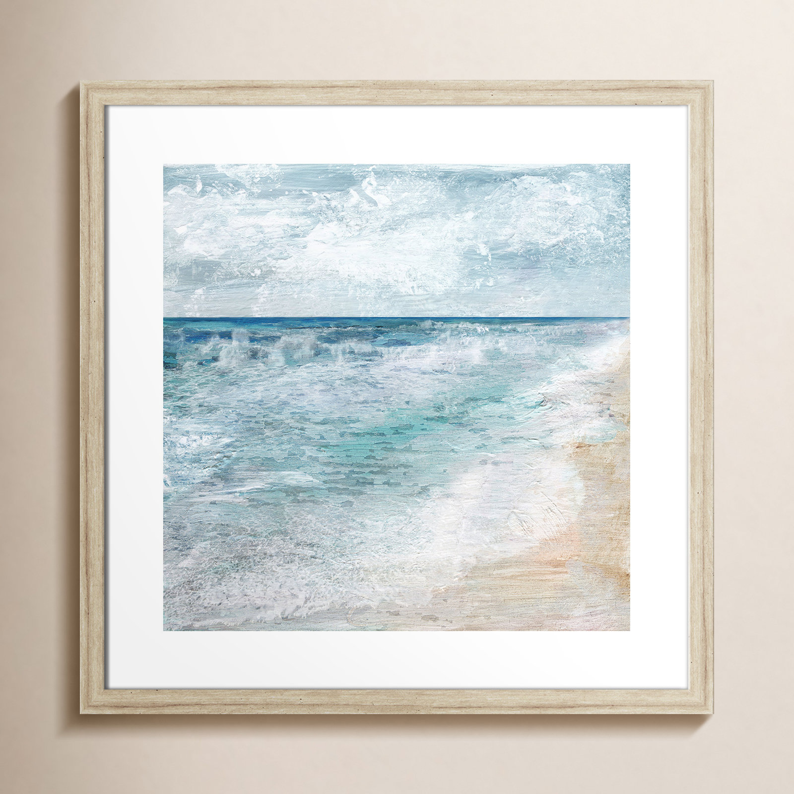 Shore Walk - Picture Frame Painting, Beige, 24" H x 24" W x 1.25" D