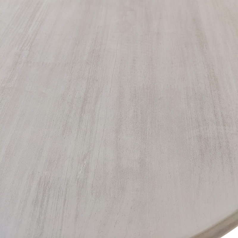 Classic Beige 36-Inch Round Dining Table with Space-Saving Pedestal Design, 36" W x 36" L, Whitewash